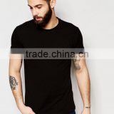 Guangzhou High Quality Custom Short Sleeve O-Neck Black Mens Cotton Elastane Skinny Tight Slim Fit Casual Plain Dyed T-Shirt
