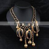 Vintage Ethnic Big Black Gemstone Pendant Chain Necklace Jewelry thumbnail-2