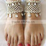 Crystal Broad Payal ANKLETS Feet Bracelet Pair thumbnail-2