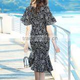 Maxnegio Floral Print Bohemian Dress v Neck Border Print Fabric Dress thumbnail-5