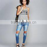 Simple Design Striped Singlet Loose Tank Tops Wholesale Women thumbnail-2