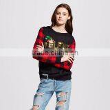 Women Black Sweater Sequin Pattern Funny Christmas Sweaters thumbnail-1