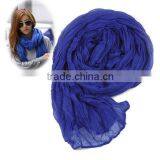 Women's Long Crinkle Scarf Wraps Soft Shawl Stole Pure Color Wholesale Scarf 7589 thumbnail-2
