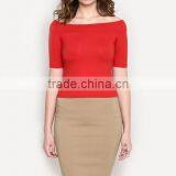 Women Plain no Brand T-shirt Custom Cotton off Shoulder t Shirt thumbnail-2