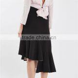 2017 OEM Spring Retro Crepe Black Bonded High Waisted Midi Skirt thumbnail-3