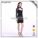 Factory Price Black Lace Long Sleeve Dress,short Sexy Cocktail Dress Patterns,black Lace Dress Long Sleeve thumbnail-3