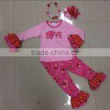 2016 V-days Kids Design Valentine's Day Owl Girls Heart Valentine Outfit With Matching Necklace and Bow Set thumbnail-1