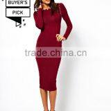 Midi Body-Conscious Dress With Jewelled Neckline thumbnail-1
