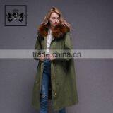 2017 Women Long Sleeve Winter Real Raccoon Fur Collar Real Rabbit Fur Lined Parka With Embroidery thumbnail-3