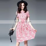 Latest fashion short sleeve flowers printed floral dress