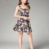 Poker Printed Strap Strings Floral Dress With Invisible Zip in Back thumbnail-1
