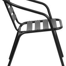 Black Garden Patio Outdoor Metal Stackable Chair thumbnail-2