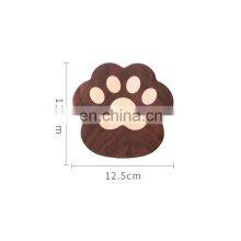 Custo Natural Cute Cat's Claw Shape Wooden Cup Coaster Wood Teapot Mat thumbnail-2