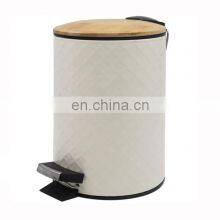 New Developed Kitchen Bins With Bamboo Lid Embossed Boday Bamboo Trash Can 5L Bathroom Trash Can