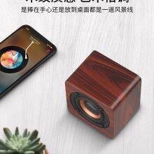 Mini Bamboo Wooden Speaker Square Wireless Rechargeable bt Bluetooth Speaker Smart Phone Compatible Stereo Speaker thumbnail-3