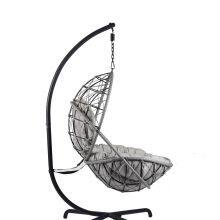 Durable Modern Outdoor Furniture Hanging Egg Swing Chair With Cushion PE Rattan Metal Frame Living Room Hotel Bedroom Courtyard thumbnail-1