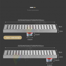 Modern Rectangle Design 304 Stainless Steel Floor Drain Custom-Made Long Side Deodorant for Hotel Balcony & Bathroom Use