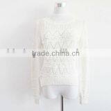 Girl Fashionable Jacquard White Knited Pullover Shirt thumbnail-1
