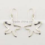 Silver Dangle Earrings Floating Flower Silhouettes thumbnail-1