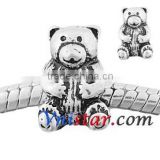 Vnistar antique silver plated bear shaped european beads stock wholesale for bracelet&DIY jewelry PBD3238