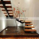 Wood Treads Frameless Glass Balustrade Floatingl Indoor Stairs--YUDI YD-MF001 thumbnail-3