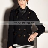 Women's Double-Breasted Classic Wool Peacoat OEM Type Clothes Factory Manufacturer Guangzhou Baiyun