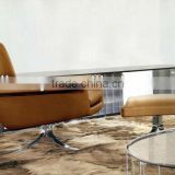 Italian style stainless steel foot & leather single sofa (D-34-1)