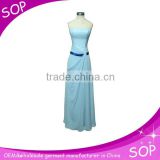 Long light blue pleat chiffon new arrivals long evening dresses