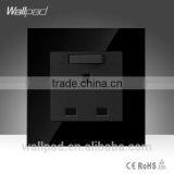 2015 China New Products Wallpad Luxury Black Crystal Glass 1 Gang 3 Pin 13A UK Outlet Power Wall Light Electric Switch Socket