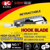 Tool Cutter Auto Retractable Safety Hook Blade Zinc Alloy Multipurpose Utility Cutter Knife