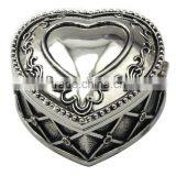 Antique Heart Shaped Metal Jewelry Box With Floral Decoration, ISO9001 Certified Manufactory,58*55.6*31mm thumbnail-1