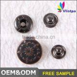 Fashion Custom Size Metal Magnetic Nickel-Free Washable Round No Hole Screw Jean Button thumbnail-2