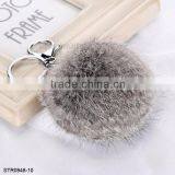 8cm Fur Pom Pom Keychain Rabbit Fur Ball Silver Keychain thumbnail-6