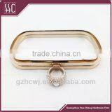 16.3x9.6cm Shiny Light Gold Classical Box Purse Frame With Diamond Ring Head thumbnail-4