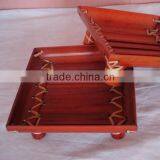 Colored bamboo chip fruit tray with stands
