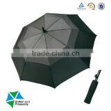 Windproof double canopy custom grey and black golf umbrella