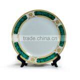Sublimation Custom Printing 8 Inch Ceramic Plate With Gold and Green Rim