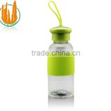 350ml glass water bottle transparently with Heat insulation ring
