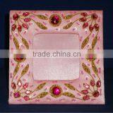 Pink Zari Embroidery Picture Frame , Handcrafted Photo Frame thumbnail-1