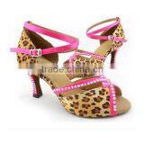 Trendier leoparo print charming dance sandals for girl/lady with pink edge piping sexy night club/party 10cm heel dance shoes