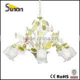 8 lights pure hand made country style wrought iron flower pendant light