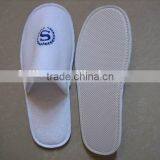 Cheap Blue Embroidery Close Toe Hotel Velour Slippers