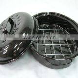 Ceramic Coating Enamel Oval Chicken Roaster Pan With Wire Rack thumbnail-2