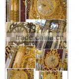 Latest Design Double Layer Grandfather Antique Clock, 24K Gold Copper Clock, Onyx Tube Marble Base Floor Clock thumbnail-6