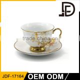Fine Bone China Coffee Cup And Saucer / Golden Rim Tea Cup And Saucer Wholesale
