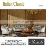 YB56 Foshan Shunde Furniture , Classic Gold Leaf Finshing Fabric Sofa for Villa, Royal Hardwood Sofa thumbnail-1