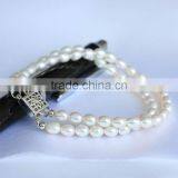 2 Rows 4-5mm Rice Shape Freshwater Pearl Bracelet thumbnail-2