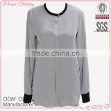 Factory Latest Designs Long Sleeves Round Collar Ladies Silk Blouses Chiffon Blouse 2015 thumbnail-1