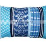 Blue Tonal Fabric Patched and Embroidered Cushion Cover thumbnail-1