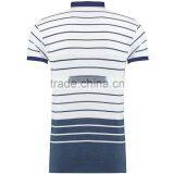 MGOO 100% Cotton Pique White Woven Stripe Polo Blue Tie Dye Color Short Sleeves Custom Polo thumbnail-2